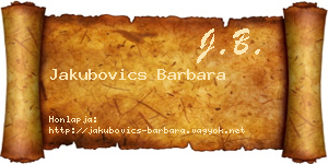 Jakubovics Barbara névjegykártya